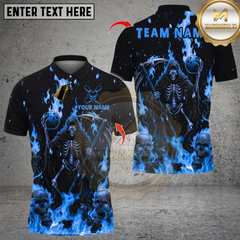 Maxcorners Bowling Flame Reaper And Fire Skull Multicolor Customized Name, Team Name 3D Shirts 20