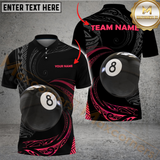 Maxcorners Billiard Pool 8 Ball Tribal Fusion Personalized Name Men And Women 3D Polo Shirt Custom Billiard Team Jersey (4 Colors)