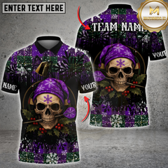 Maxcorners Darts Christmas Skull Plaid Multicolor Customized Name, Team Name 3D Shirt