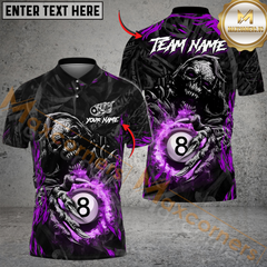 Maxcorners Billiards 8 Ball Pool Skull Fire Claws Multicolor Customized Name, Team Name 3D Shirt