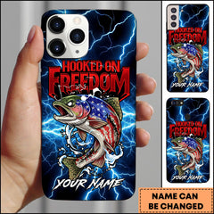 Maxcorners Trout Fishing Phone Case Hooked On Freedom Lightning Art Personalized Name 3D Phone Case