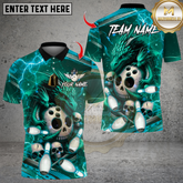 Maxcorners Dragon Mother And Child With Bowling Multicolor Customized Name, Team Name 3D Shirts
