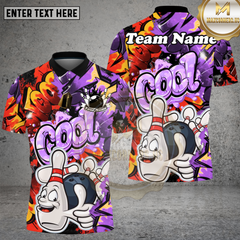 Maxcorners Bowling Ball & Pin Graffiti Art Multioptions Personalized Name, Team Name Unisex 3D Shirt (4 Colors)