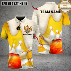 Maxcorners Cold Beer & Bowling Strike Personalized Name 3D Unisex Shirt