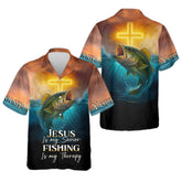 Maxcorners Jesus Is My Savior Fishing Is My Therapy SPF Shirts, Jesus Fishing Shirt, Fishing Shirts For Men
