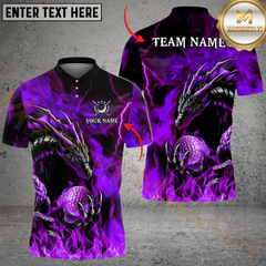 Maxcorners Golf Dragon Fire Lightning Multicolor Customized Name, Team Name 3D Shirts