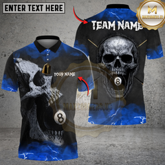 Maxcorners Billiards Ball 8 Skull Thunder Personalized Name Shirt (4 Colors)