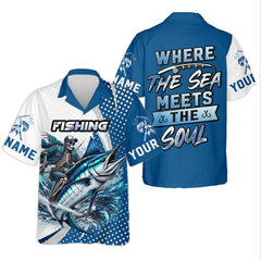 Maxcorners Skeleton Fishing Shirts, Where The Sea Meets The Soul, SPF Long Sleeve Shirts, Fishing Shirts For Men