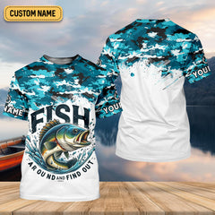 Maxcorners Mens Fish Around And Find Out T Shirt, Funny Fishing Shirt, Mens SPF Shirt, Fishing Gifts For Men, Bass Fishing
