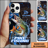 Maxcorners Pike Fishing Blue Flame Smoke Line Premium Style Sport Personalized Name Phone Case