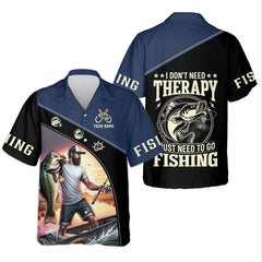 Maxcorners Fishing Shirts, I Don't Need Therapy I Just Need To Go Fishing, SPF Long Sleeve Shirts, Fishing Shirts For Men