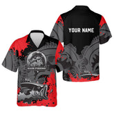 Maxcorners Black Red Bass Fishing Tournament Fishing Shirts, SPF Shirt For Men, Gift For Fisherman