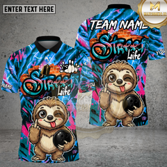 Maxcorners Street Life Sloth Bowling Neon Graffiti Multioptions Personalized Name, Team Name Unisex 3D Shirt (4 Colors)