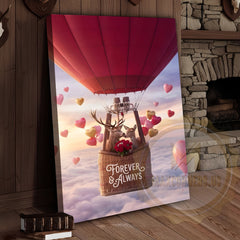 Maxcorners Deer Couple Hot Air Balloon Romantic Sky Personalized Name Canvas