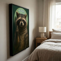 Maxcorners Angry Raccoon Showing Middle Finger Personalized Name Canvas Wall Art