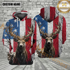 Maxcorners Deer Hunting American Flag All Over Print Shirt 8 Best Gift For Hunter
