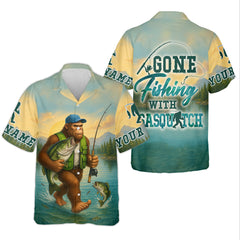 Maxcorners Gone Fishing With Sasquatch, Fishing Shirts, SPF Long Sleeve Shirts, Fishing Shirts For Men