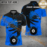 Maxcorners Ball 8 King Eagle Billiard Jersey Multicolor Options Personalized Name, Team Name 3D Polo Shirt (4 Colors)