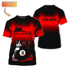 Maxcorners Personalized King 8 Ball Billiards Jersey, Custom Billiard Shirt, Funny Billiard Shirts For Pool Players LM0509