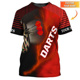 Maxcorners Custom NameDarts Shirts, Red Lightning Dartboard Shirt, Darts Jersey for Players LM0509