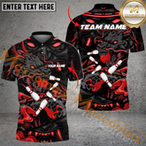 Maxcorners Dragon And Samurai Bowling Jersey Multicolor Option Customized Name, Team Name 3D Polo Shirt