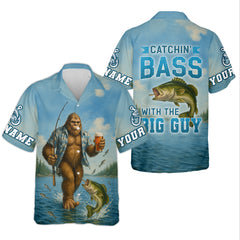 Maxcorners Catchin' Bass With The Big Guy, Fishing Shirts, SPF Long Sleeve Shirts, Fishing Shirts For Men