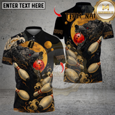 Maxcorners Bowling Bear Moon Multicolor Customized Name, Team Name 3D Shirts