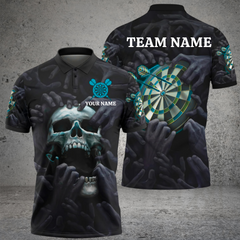 Maxcorners Darts Skull Mutilcolor Options Personalized Name, Team Name 3D Polo Shirt