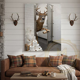 Maxcorners Deer Canvas White Bathroom Toilet Paper Stack Canvas Wall Art