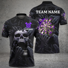 Maxcorners Darts Skull Mutilcolor Options Personalized Name, Team Name 3D Polo Shirt