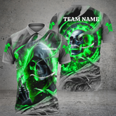 Maxcorners Darts Skull Customized Name, Team Name 3D Polo Shirt