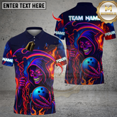 Maxcorners Bowling Neon Grim Reaper Personalized Name, Team Name Unisex 3D Shirts