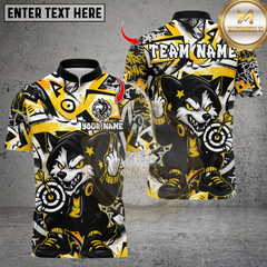Maxcorners Darts Cool Cartoon Wolf With Dartboard Multicolor Customized Name Team Name 3D Shirts