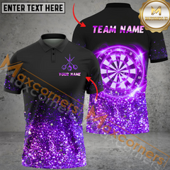 Maxcorners Darts Dartboard Galaxy Light Mutilcolor Options Personalized Name, Team Name 3D Polo Shirt