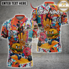 Maxcorners Bowling Fast Food Cartoon Graffiti Personalized Name 3D Unisex Shirt