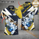 Maxcorners Stylized Bowling Jersey Multicolor Option Customized Name, Team Name 3D Polo Shirt
