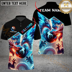 Maxcorners Billiards Dual Dragon Fire Ice Personalized Name, Team Name 3D Unisex Shirt