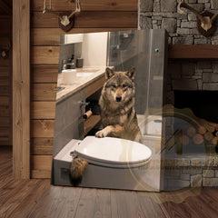 Maxcorners Wolf Canvas Contemporary Bathroom Minimalist Design Canvas Wall Art