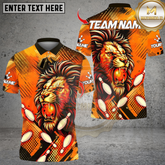 Maxcorners Bowling Vintage Lion Multicolor Customized Name, Team Name 3D Shirts