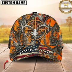 Maxcorners American Flag Buck Hunting Skull Personalized 3D Cap Printed Multicolor
