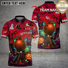 Maxcorners Bowling Halloween Bowling With Pumpkin Multicolor Customized Name, Team Name 3D Shirts