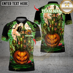 Maxcorners Bowling Halloween Pumpkin Multioptions Personalized Name, Team Name Unisex 3D Shirts