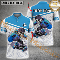 Maxcorners Skateboarding Skeleton Bowling Jersey Multicolor Option Customized Name, Team Name 3D Polo Shirt