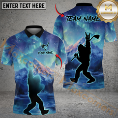 Maxcorners Legend of Bigfoot Swing Funny Golf Polo Shirt, Custom Name & Team Name 3D Shirts