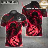 Maxcorners Bowling Skull Flame Multicolor Customized Name, Team Name 3D Shirts