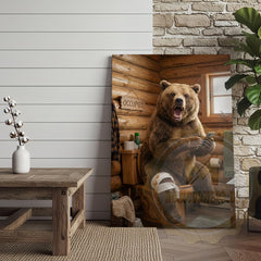 Maxcorners Bear Canvas Occupied Sign Rustic Bathroom Humor Canvas Wall Art