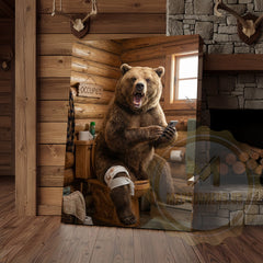 Maxcorners Bear Canvas Occupied Sign Rustic Bathroom Humor Canvas Wall Art