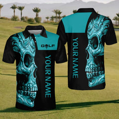 Maxcorners Shadow Skull Golf Polo Shirt, Mens Golf Shirt, Gift For Golfers