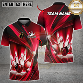 Maxcorners Colorful Rays Of Light Bowling Jersey Multicolor Option Customized Name, Team Name 3D Polo Shirt