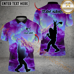 Maxcorners Legend of Bigfoot Swing Funny Golf Polo Shirt, Custom Name & Team Name 3D Shirts